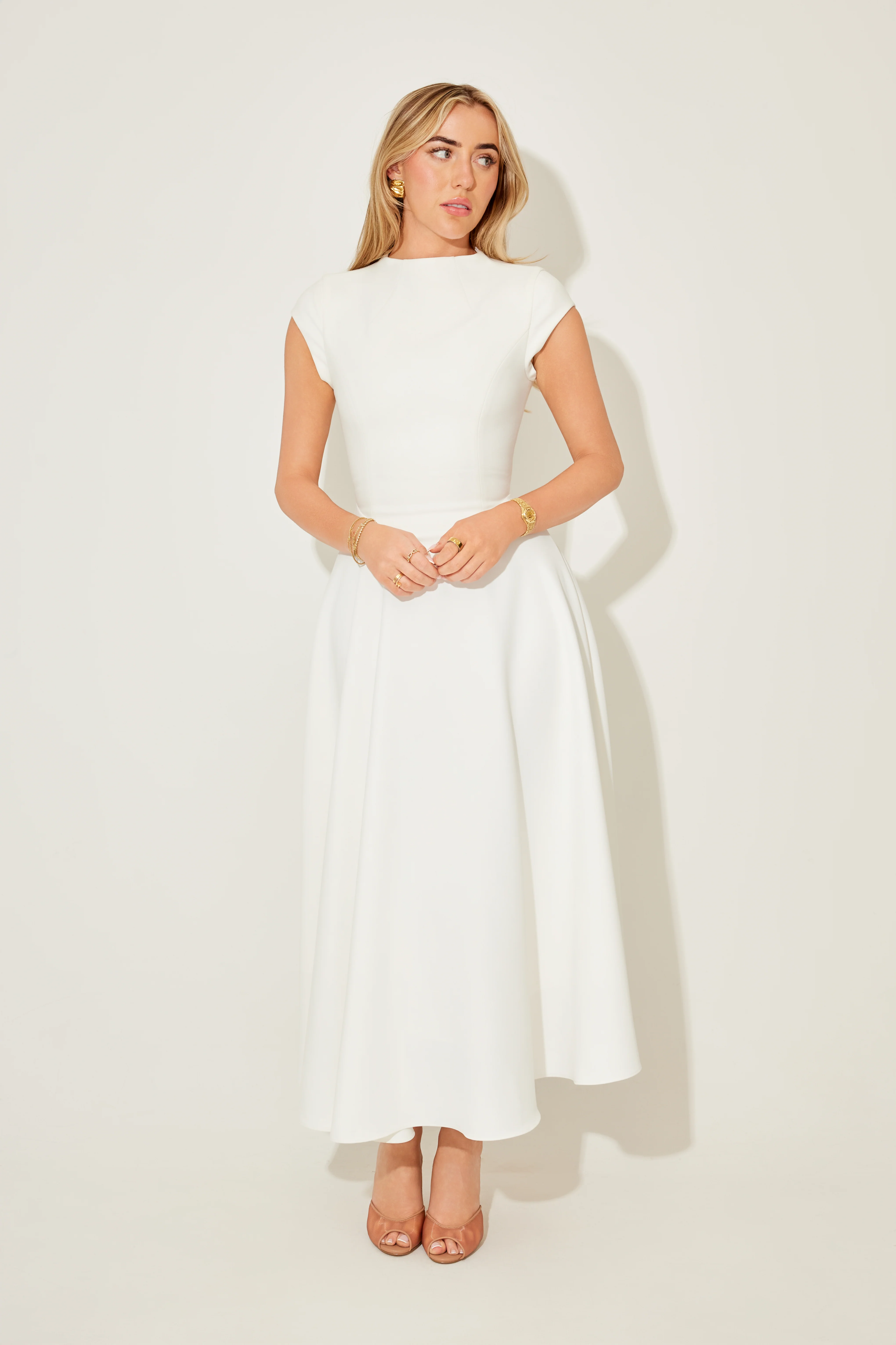 Cap Sleeve Midi Dress - Image 3