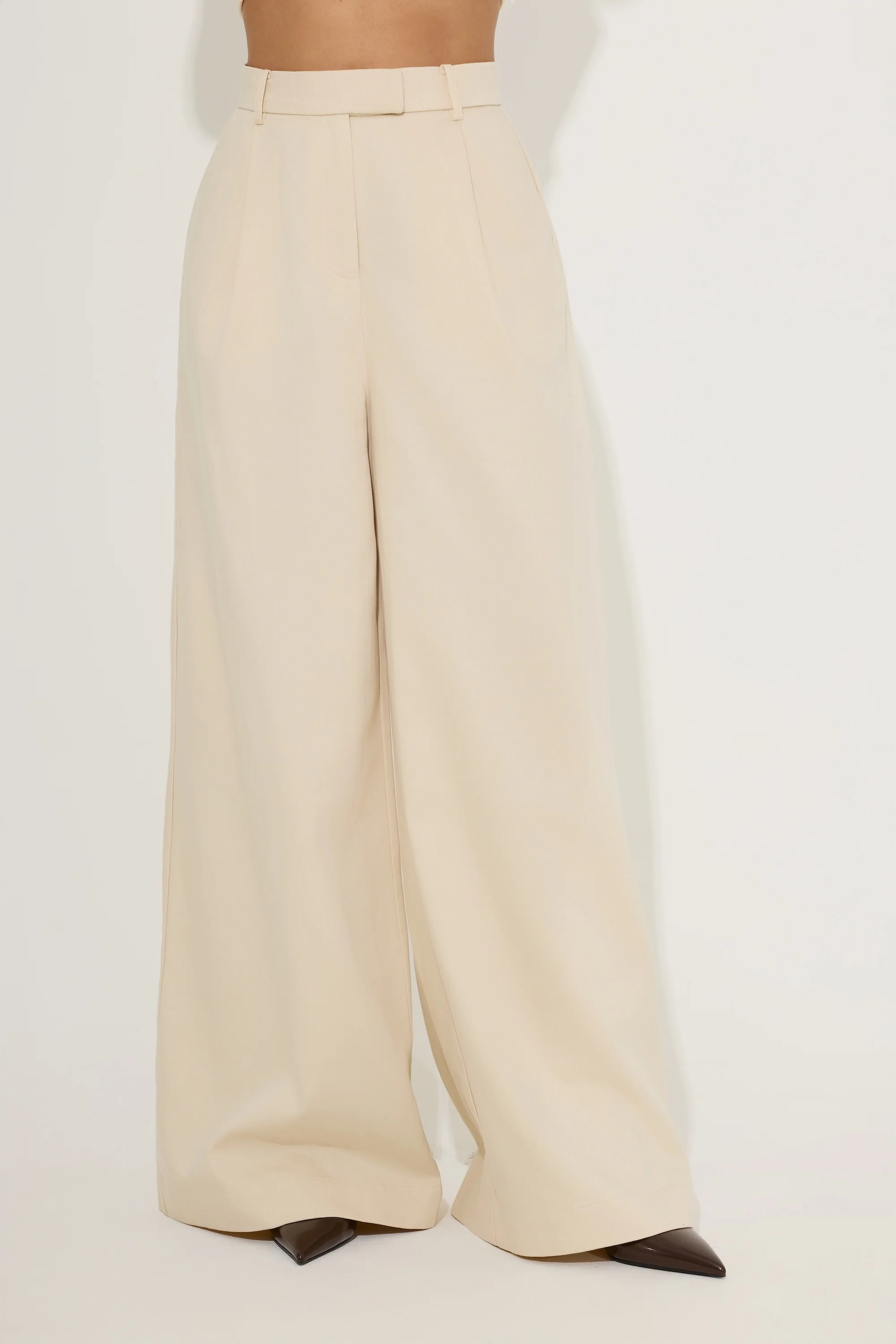 Cotton Mix Wide Leg Trousers - Image 2