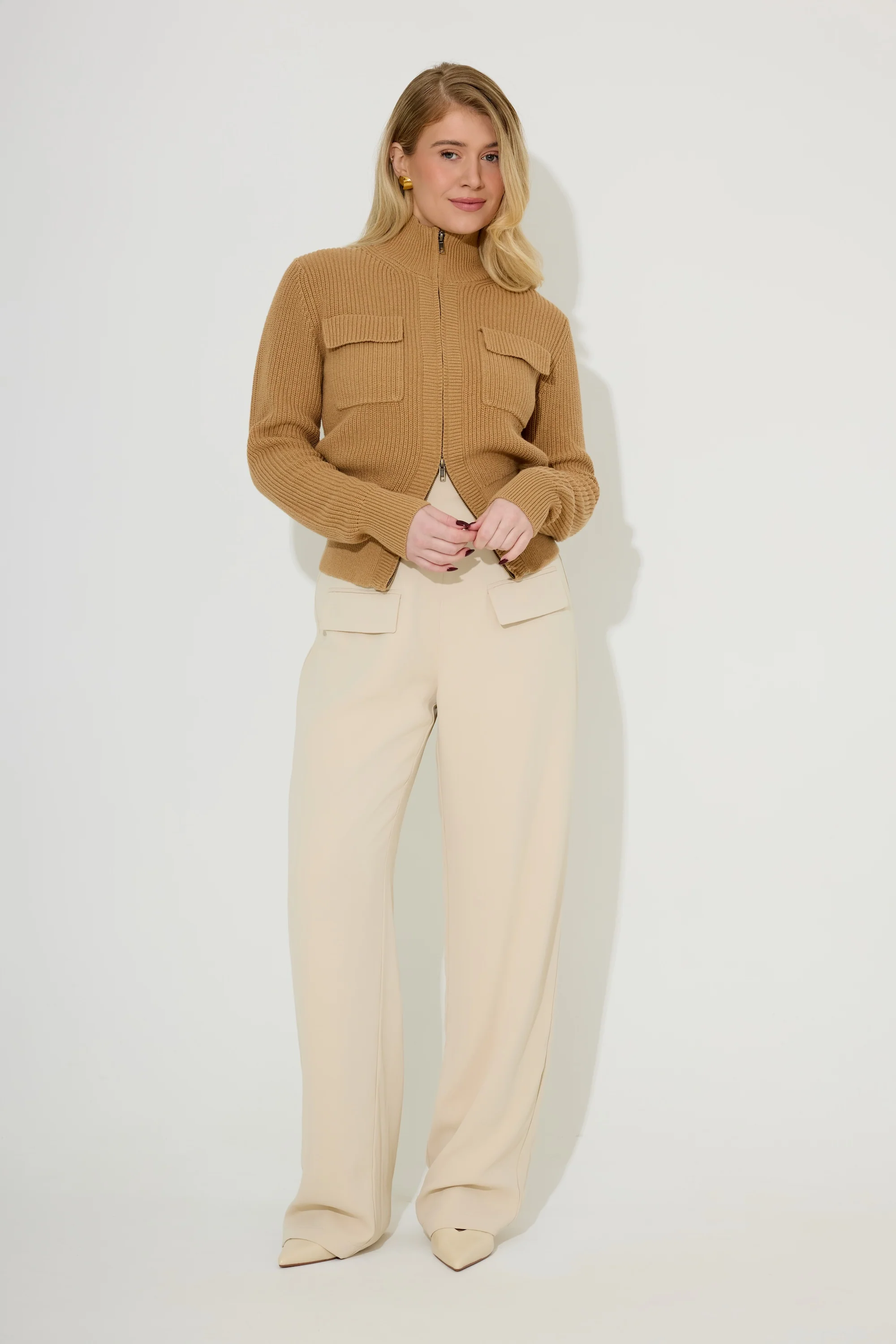 Cotton Zip Detail Cardigan - Image 4