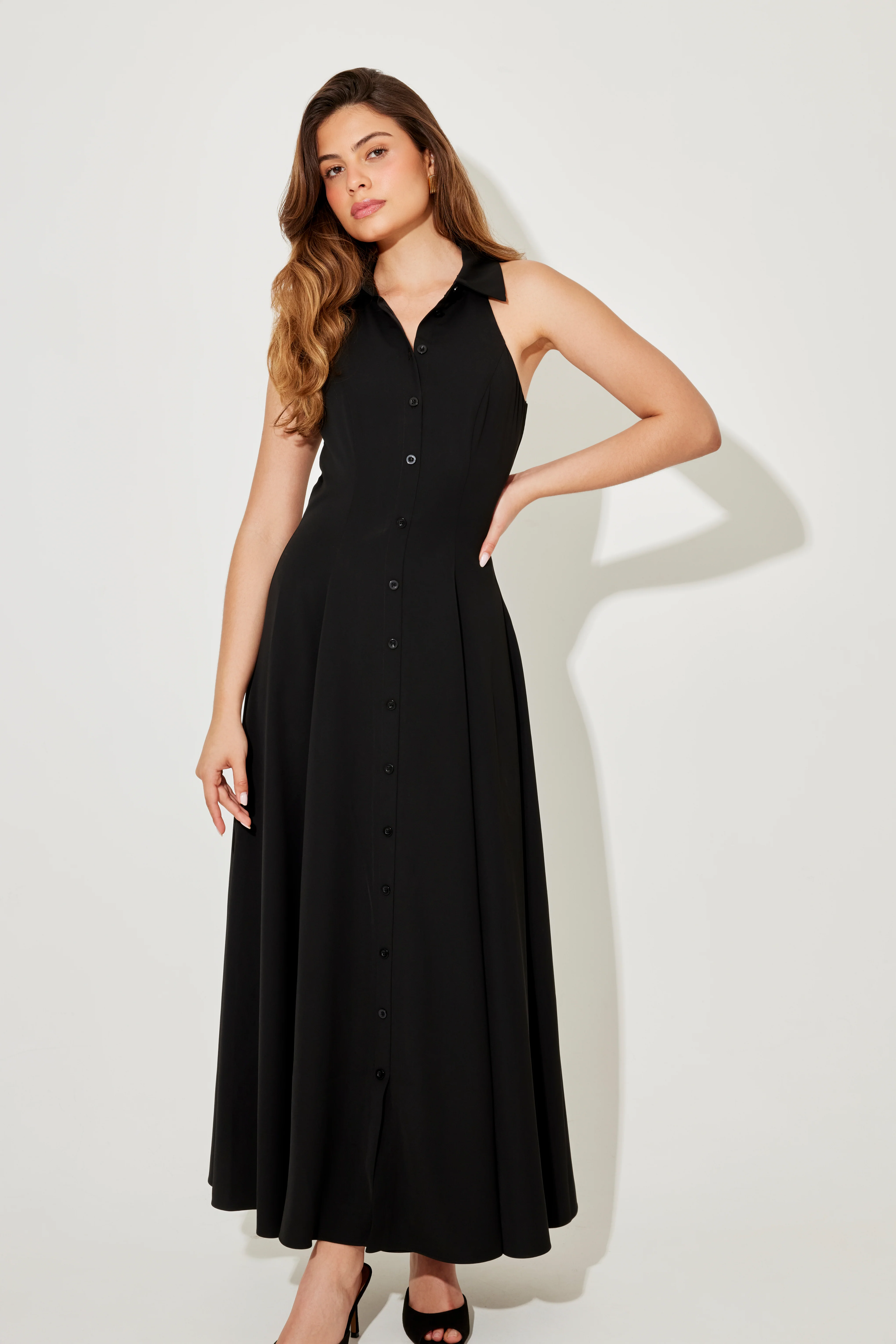 Flowy Collar Maxi Dress - Image 2