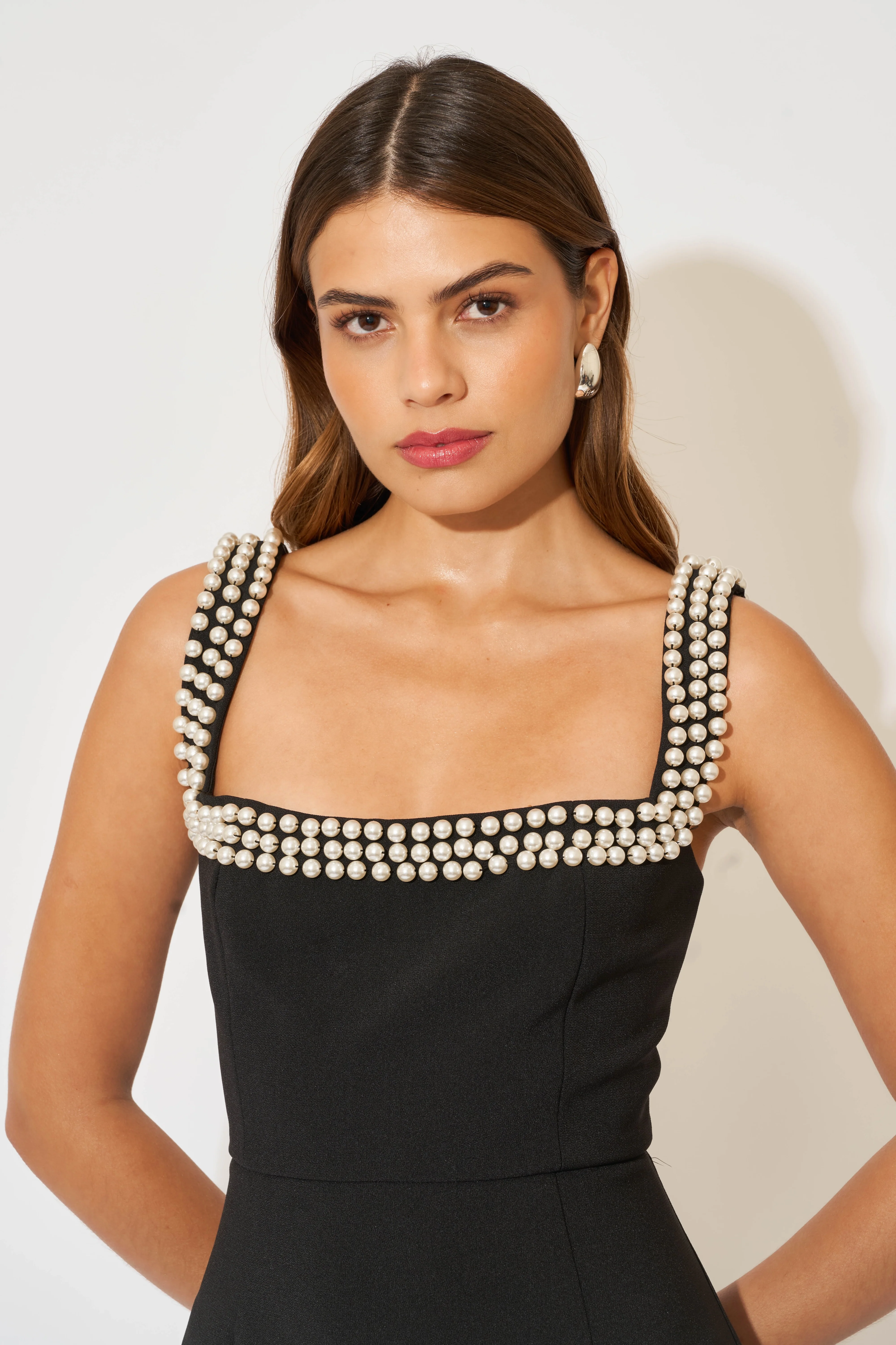 Pearl Trim Midi Dress - Image 2