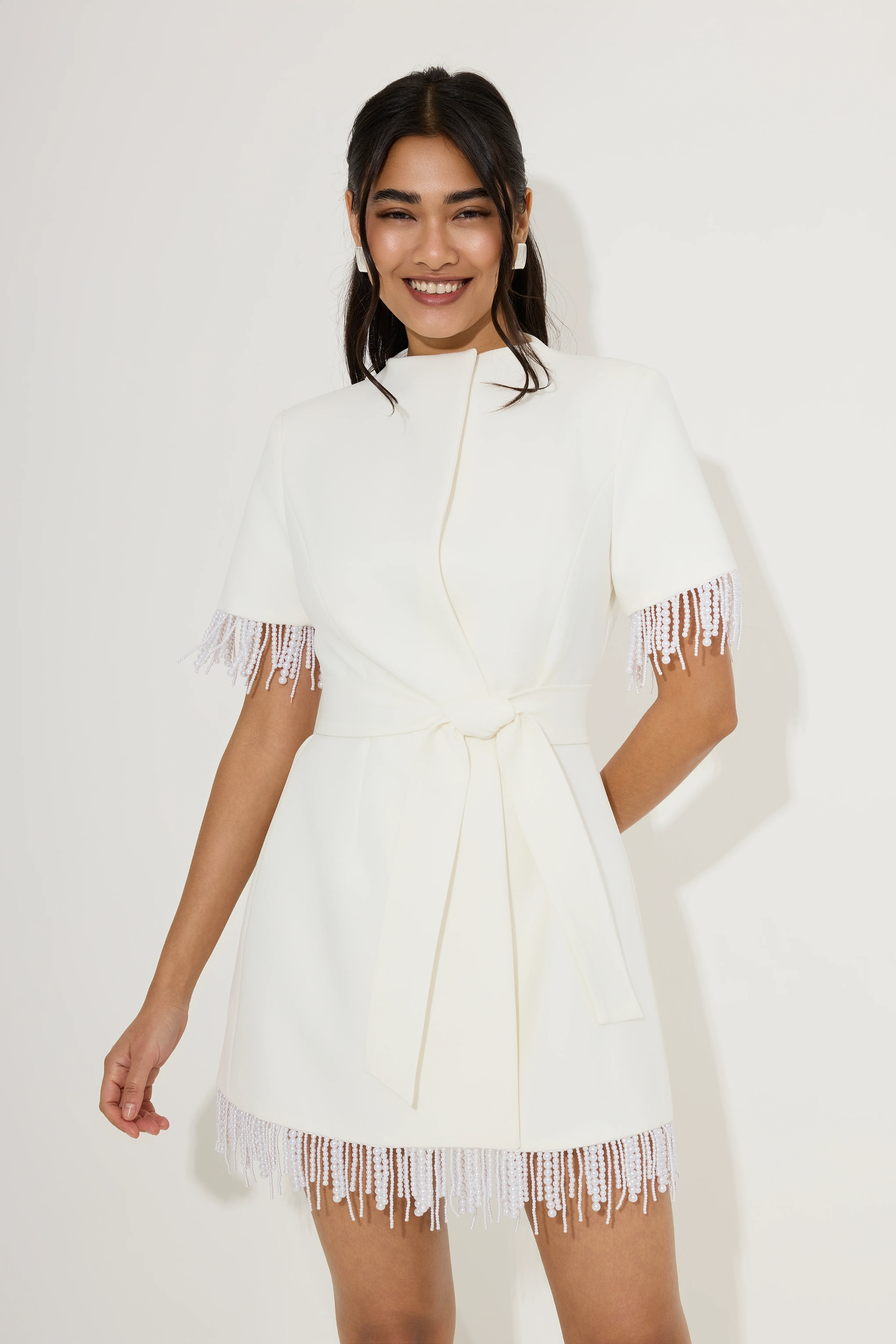 Pearl Trim Wrap Dress - Image 2