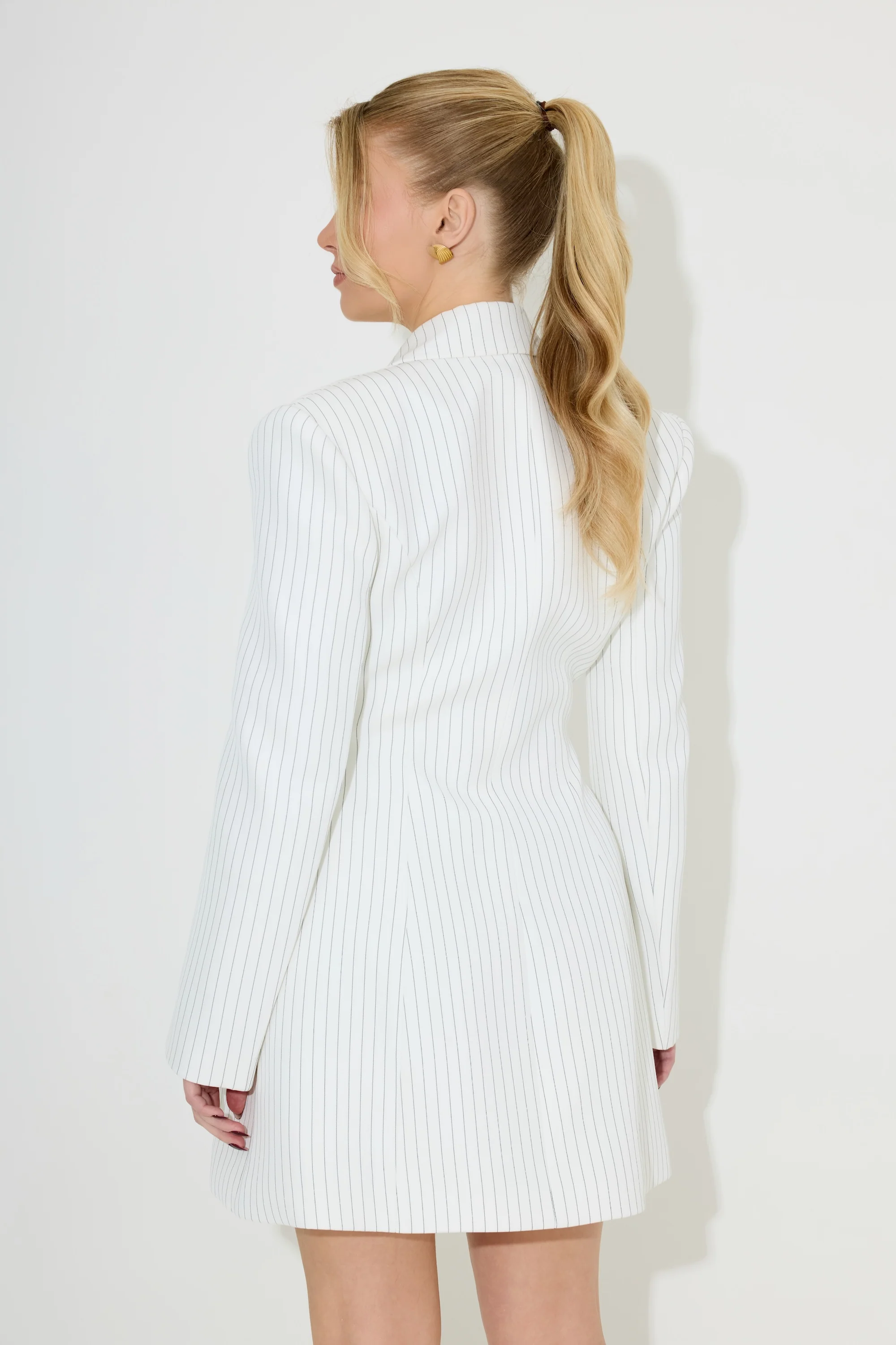 Pinstripe Tailored Blazer Dress - Image 5