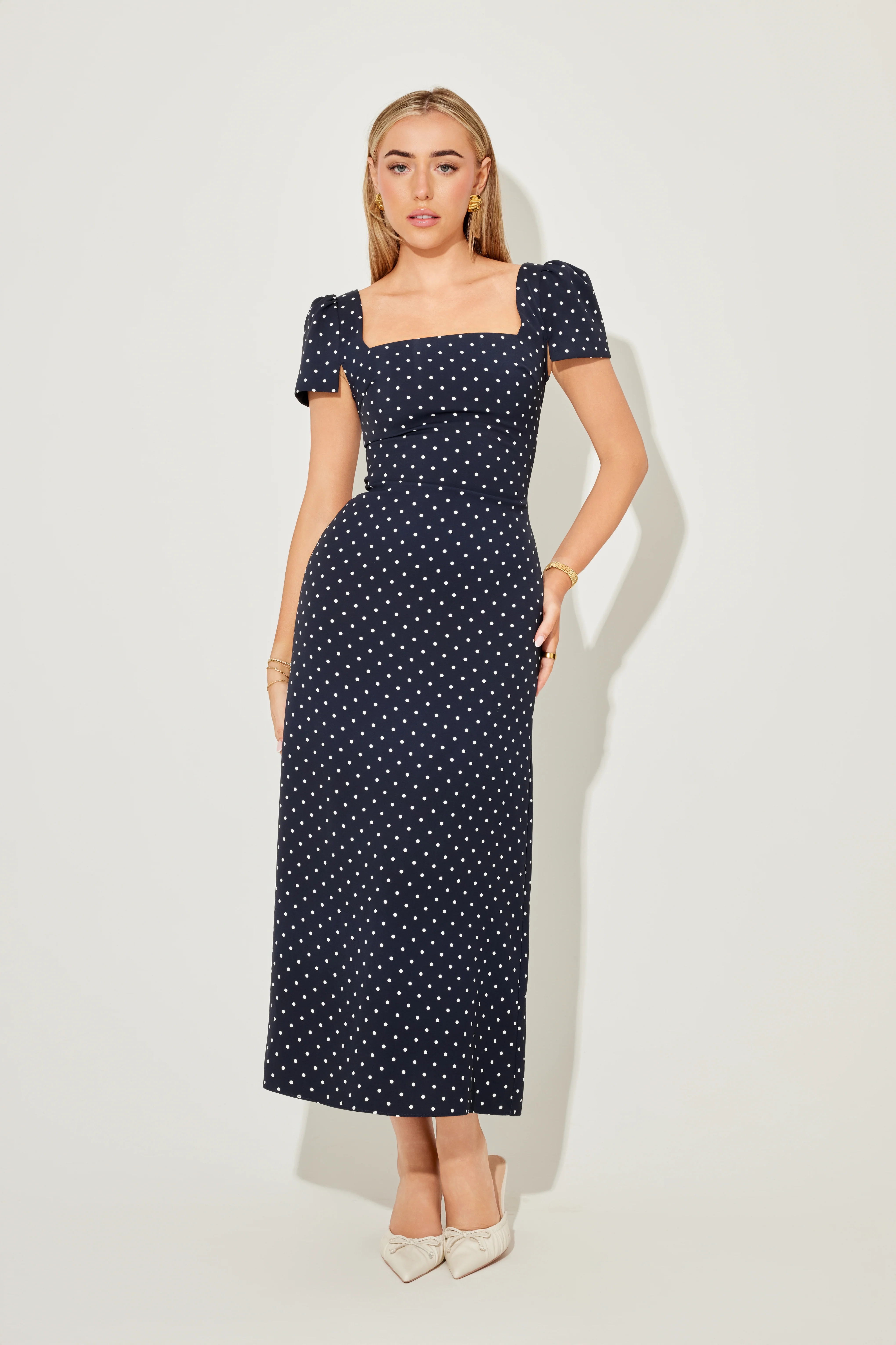 Square Neck Slip Midi Dress