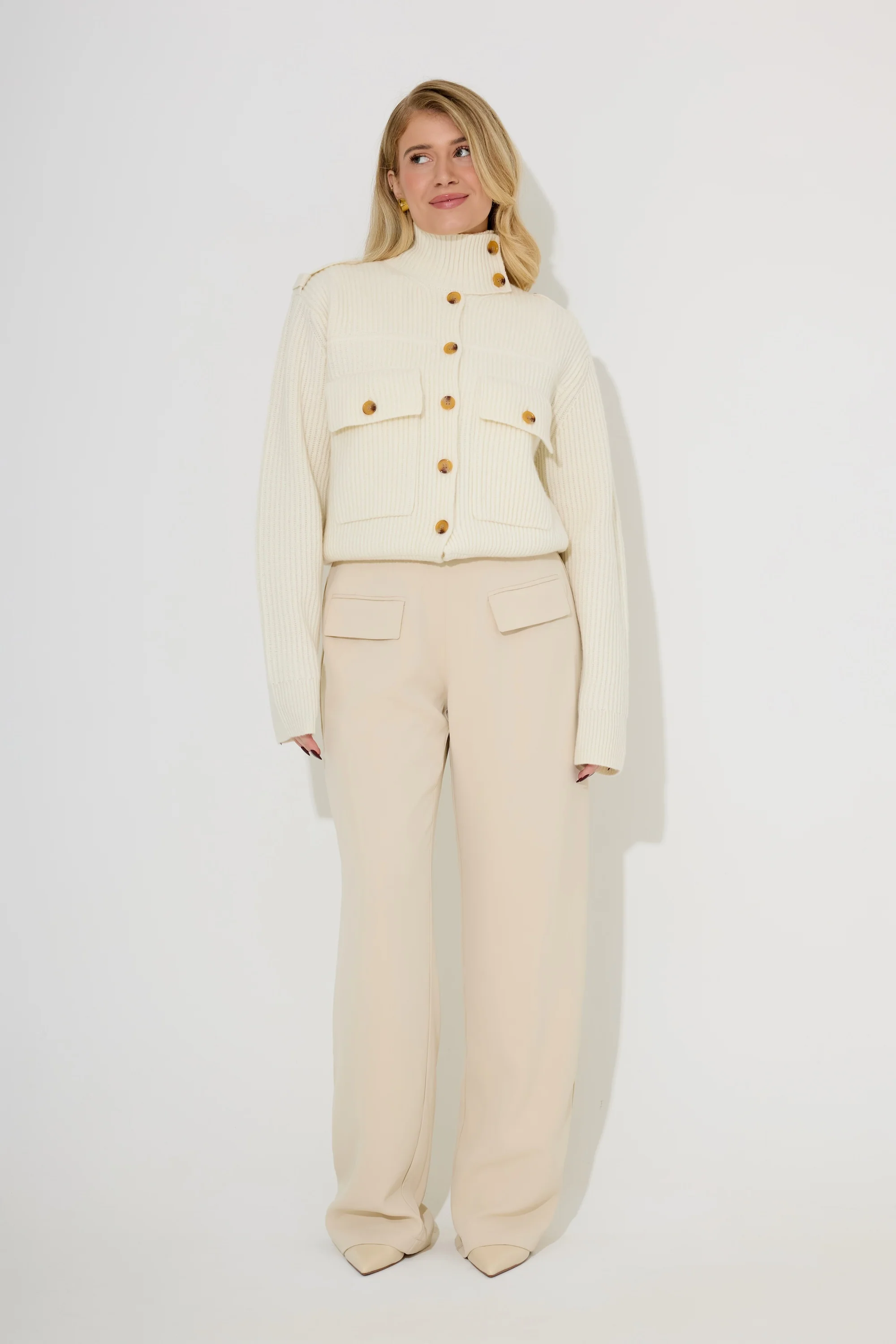 Wool High Neck Cardigan - Image 4