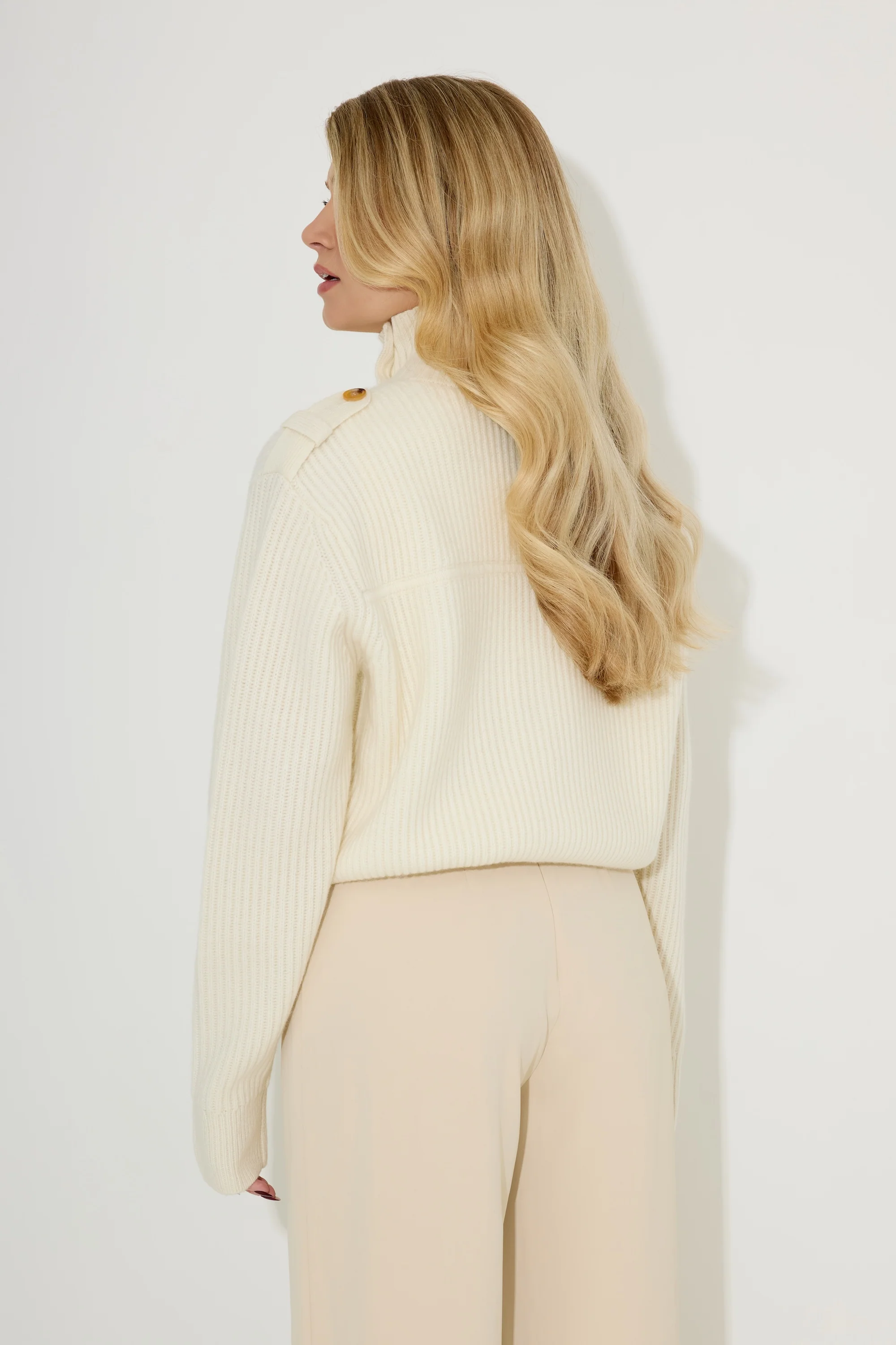 Wool High Neck Cardigan - Image 5