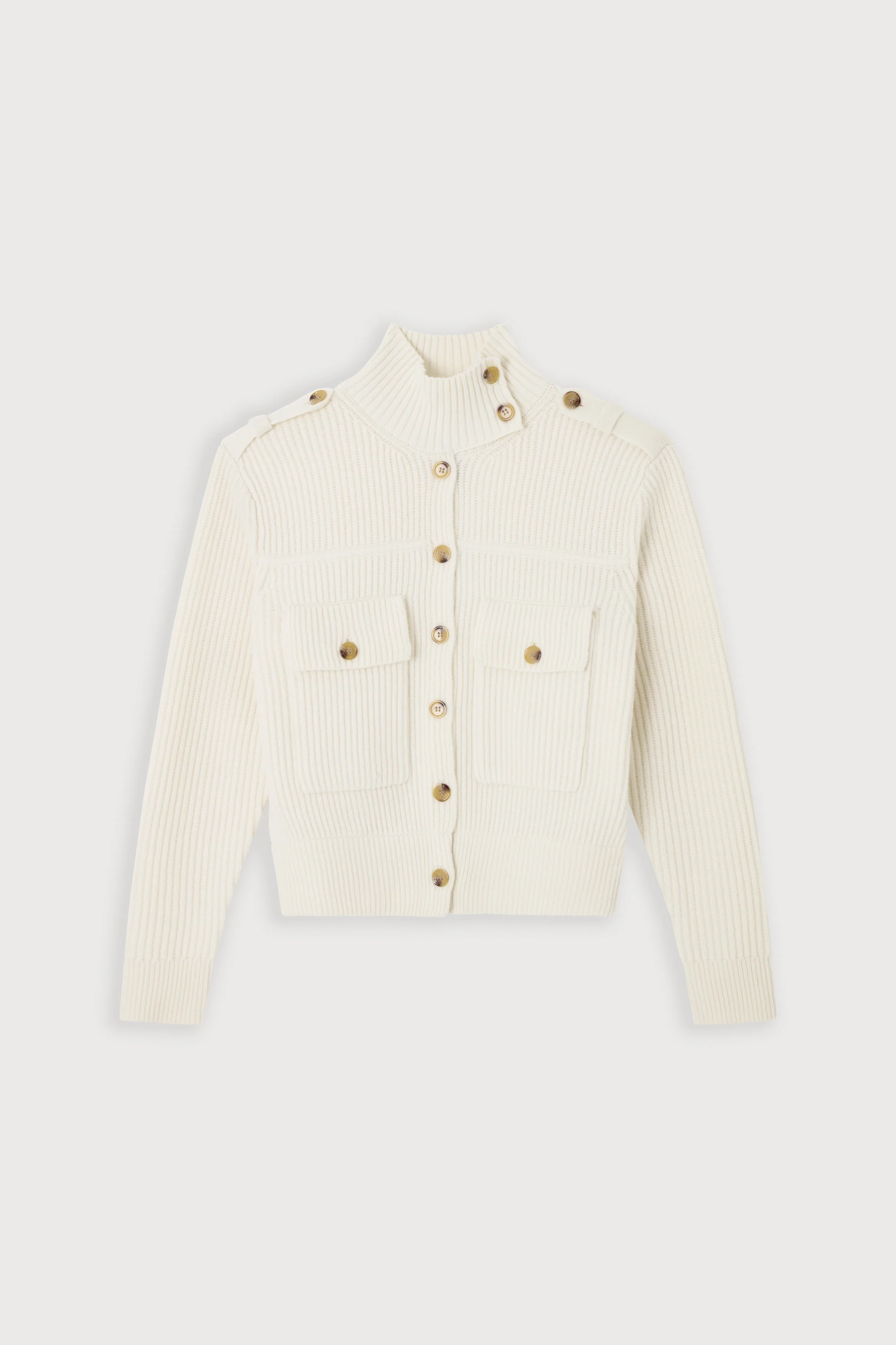 Wool High Neck Cardigan - Image 8